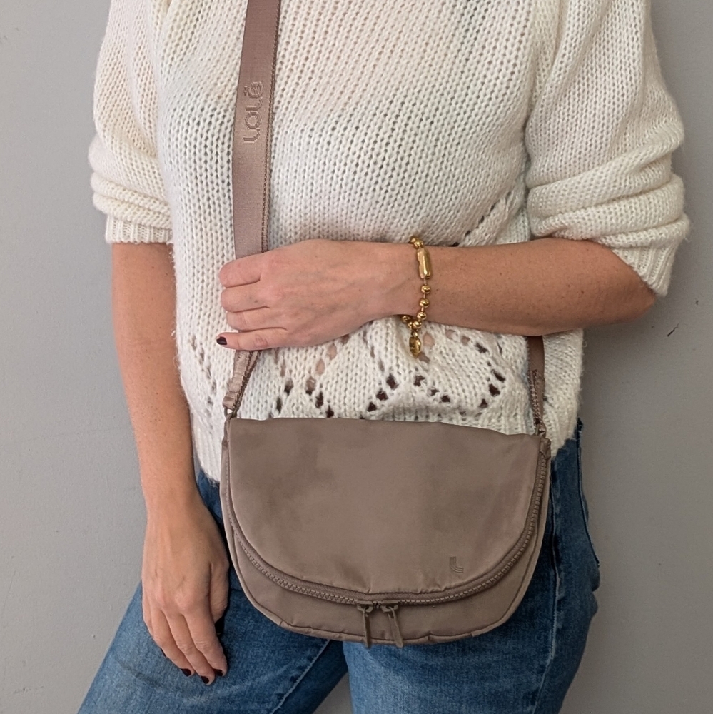 Lolë | Lole Lily Nylon Crossbody Fold-over Crescent Bag, Beige / Taupe - Picture 2 of 16